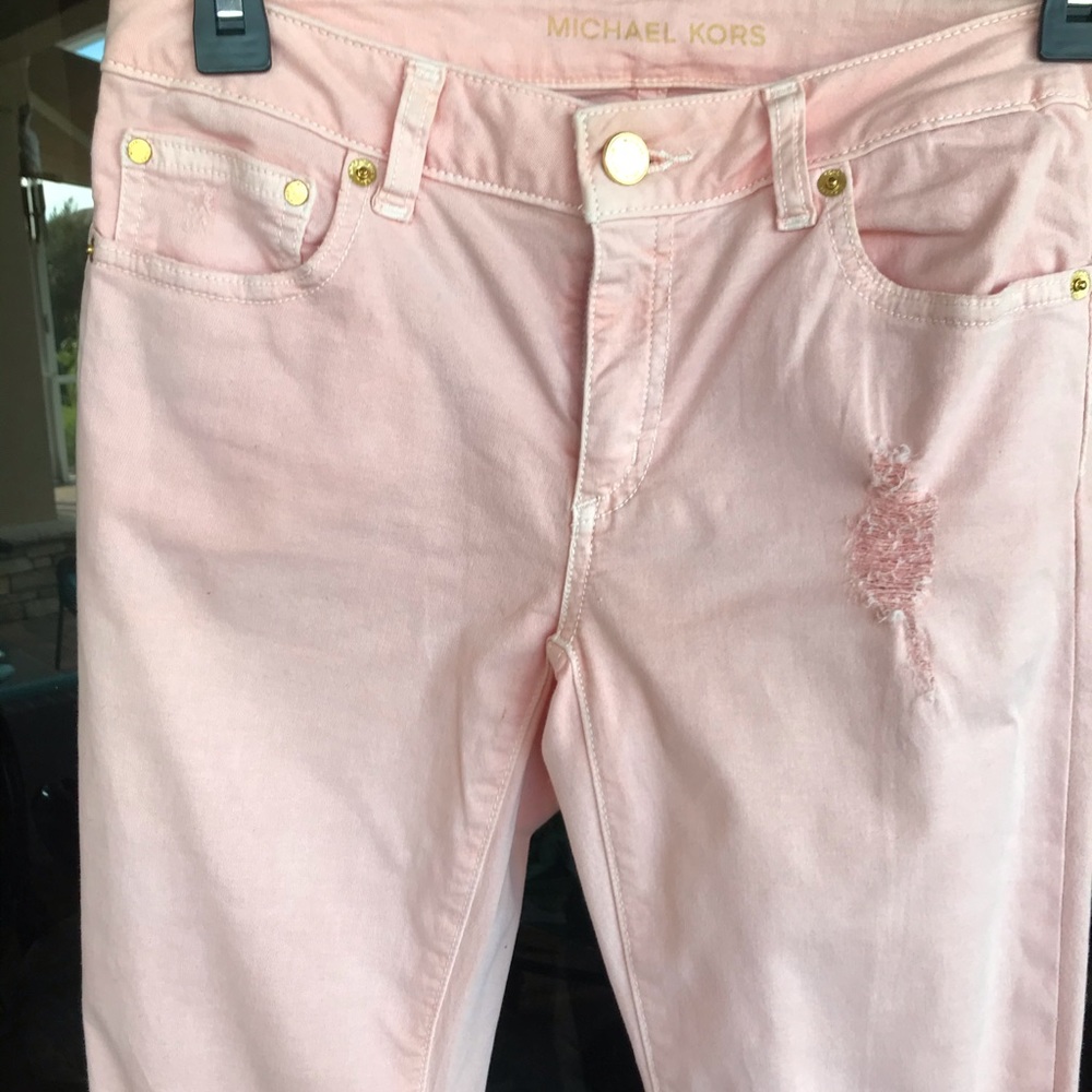 Michael Kors Izzy jeans Light oink sz 0 distressed